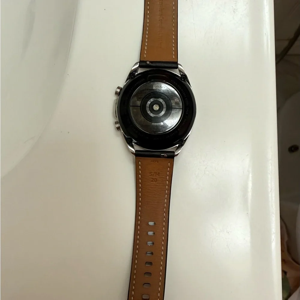 Samsung Galaxy Watch3 with Black Leather Strap